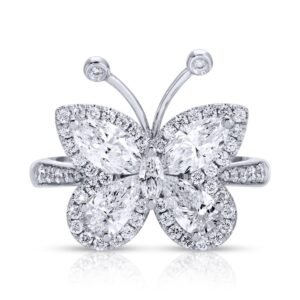 Large Marquise and Pear Shape Diamond Butterfly Ring