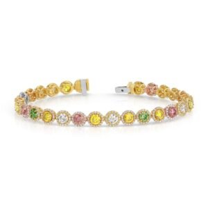 Multicolor Round Cut Diamond Tennis Bracelet – 9.97 ct.