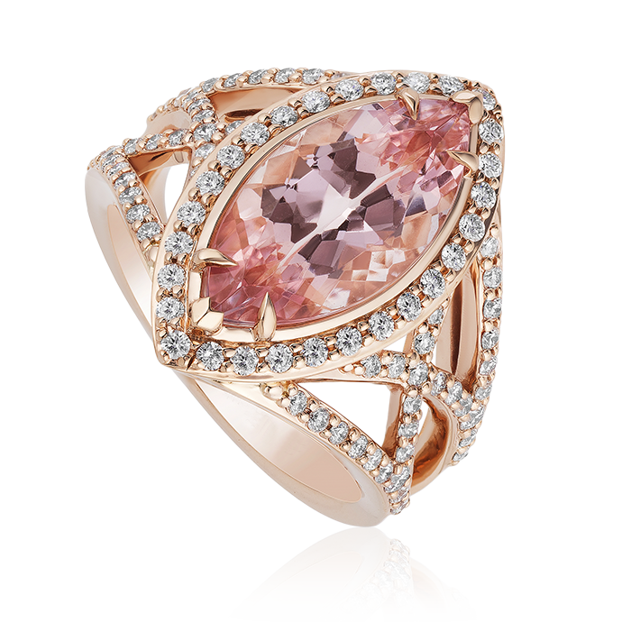 Morganite & Diamond Marquise Cocktail Ring