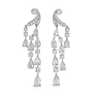Round and Pear Shape Diamond Dangle Earrings